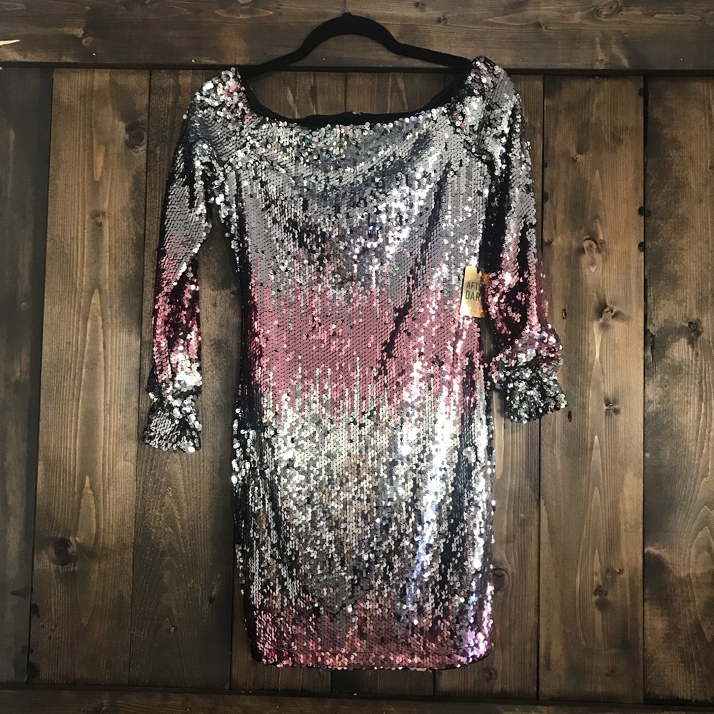 Silver/Pink Sequin Mini Dress